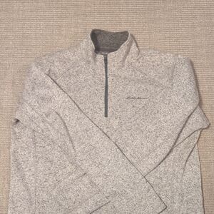 Eddie Bauer Men's Heathered Gray Zip-Up Sweater